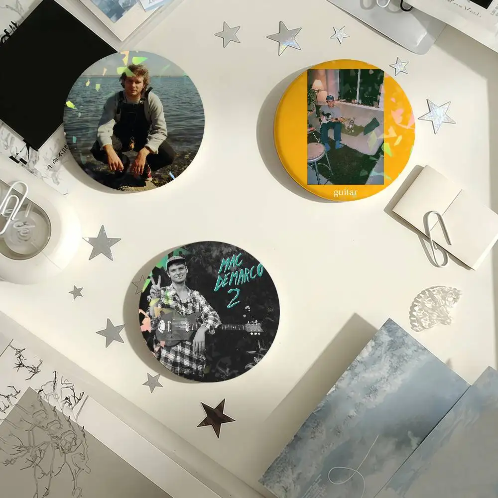 Pop Rock Singer M-mac D-demarco Guitar Laser Badge Pins Handmade Brooches for Backpack Gifts Bag Decor Fans Collect