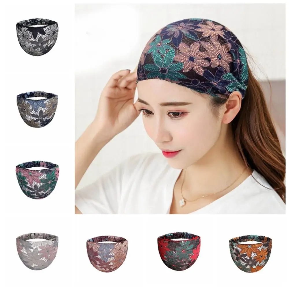 

Sweet Non Slip Mesh Flower Headband Hair Hoop Lightweight Lace Hairbands Elastic Hair Accessories Wide Side Head Wrap Mother