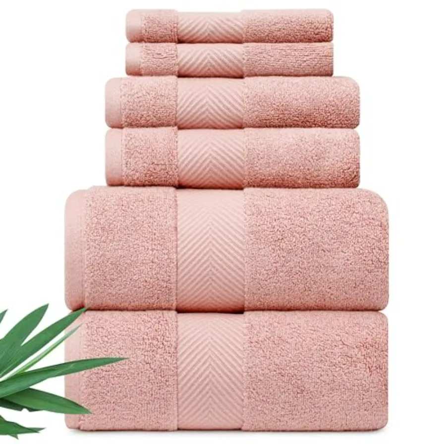Bath towels for home use, viscose from bamboo, blush pink, ultra soft plush with 700 GSM luxury weight, super absorbent and qui