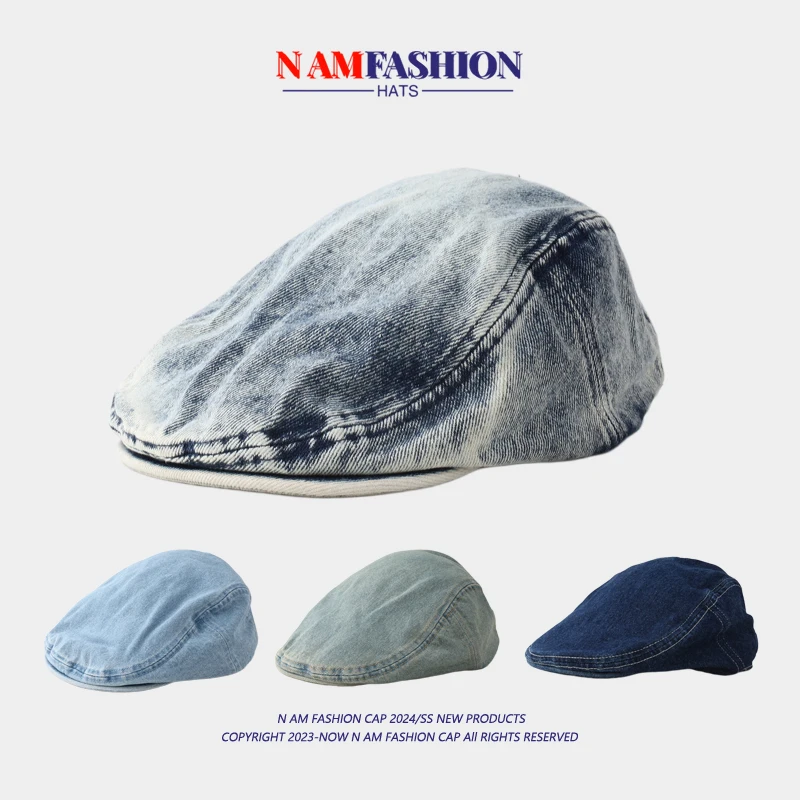 

Washed fashion anti-cap men's and women's Korean version of versatile short-brimmed denim retro forward hat