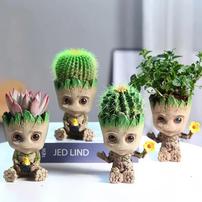 Modelo en Miniatura para Oficina, Decoración de Escritorio, Manualidades para el Hogar, Figuras de Groot de Dibujos Animados, Adorno de Hombre Árbol de 5CM