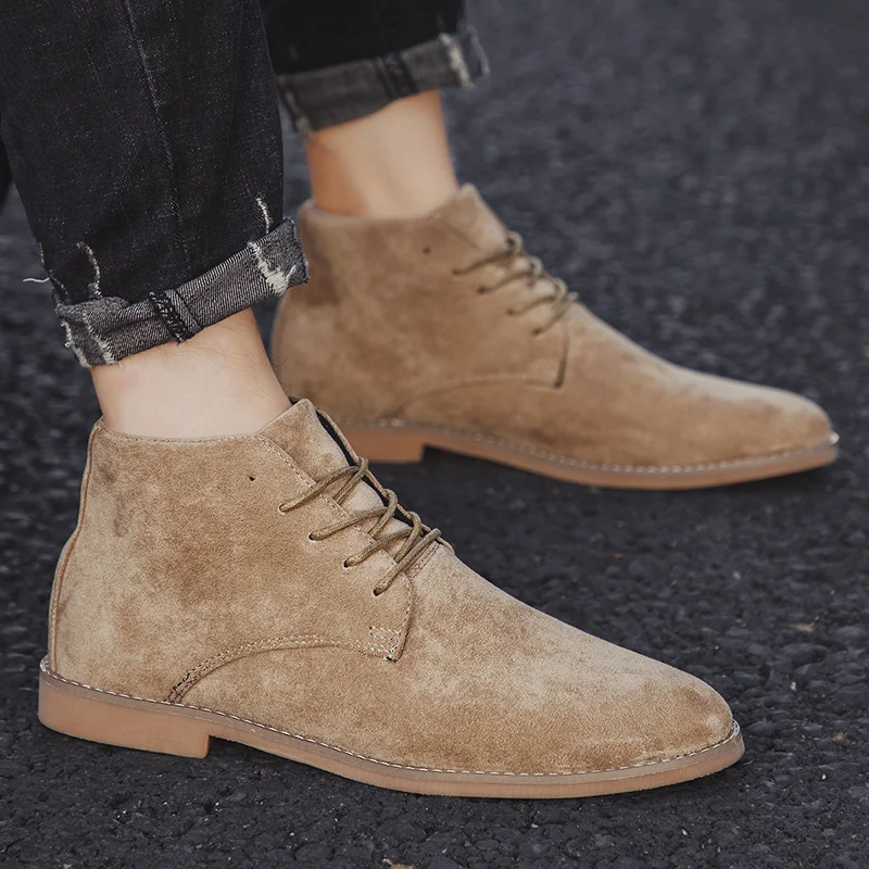 

men casual boots Fashion Elegant Men's Suede Leather Ankle Boots Male Casual Classic Trendy Business lace up men Chelsea Boots