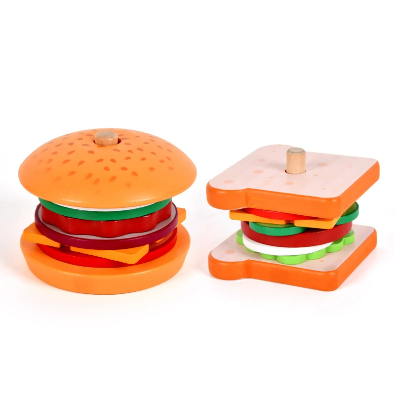 Fai da te finta gioca giocattolo simulazione Hamburger forma di panino colore abbinamento cibo classico casa dei giochi educazione precoce per i