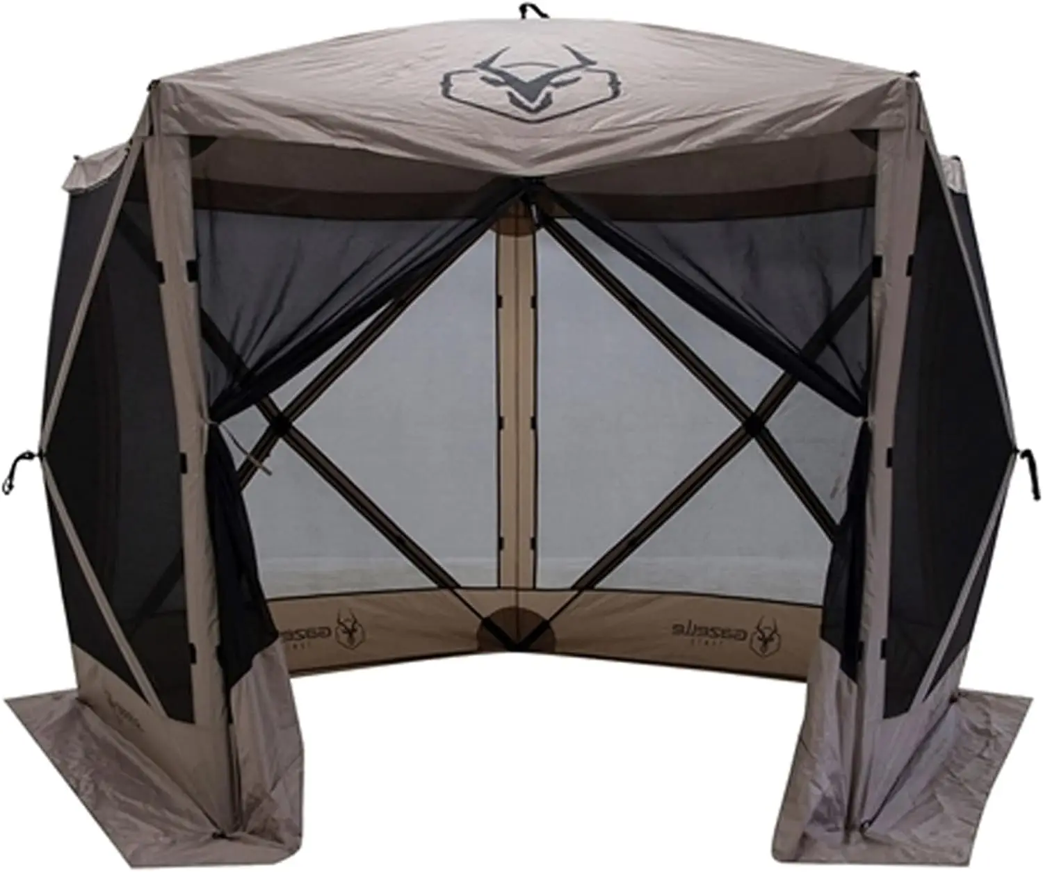 Tents 4 Person Waterproof Pop Up 5 Sided Portable Gazebo Screen Canopy Tent with Large Main Door, Wind Panels, and Screens, Dese