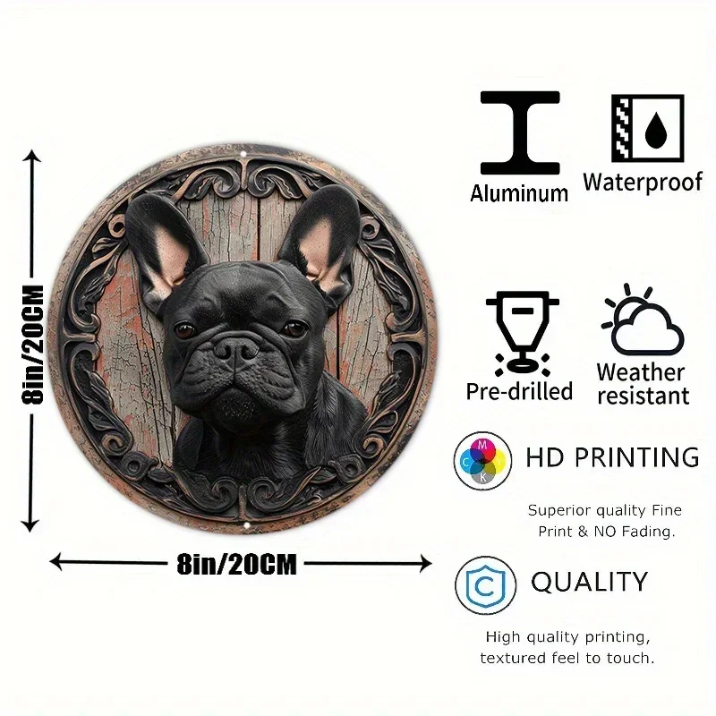 Bedroom Women Faux Laser Cut Iron Window Treatments Round Sign Decoration Gifts French Bulldog Theme Decoration N181
