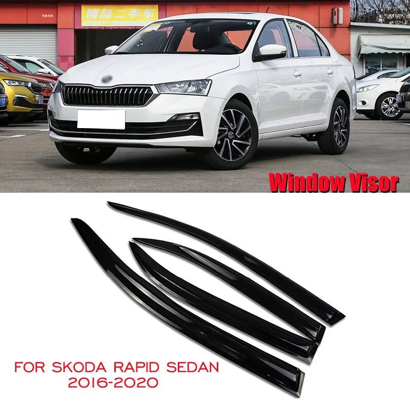 

Window Visors Rain Sun Guard Vent Wind Deflector Weathershield Moulding Trim For Skoda Rapid Sedan 2016-2020 Car Accessories