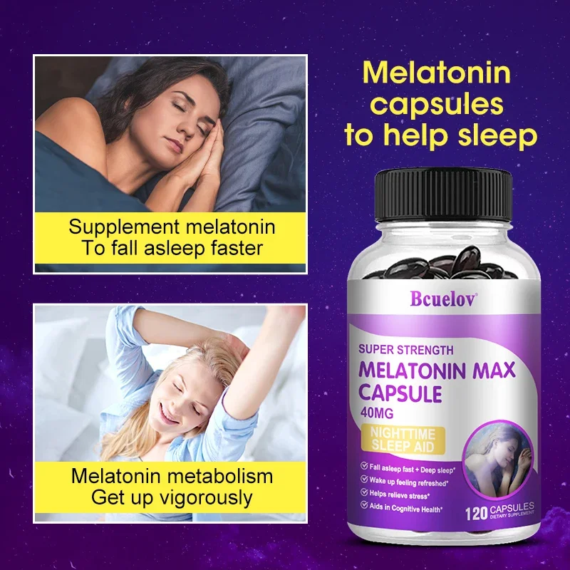 Melatonin Capsule Supplement - Helps Support Stress and Anxiety, Deep Sleep, Prevent Insomnia, Improve Quality