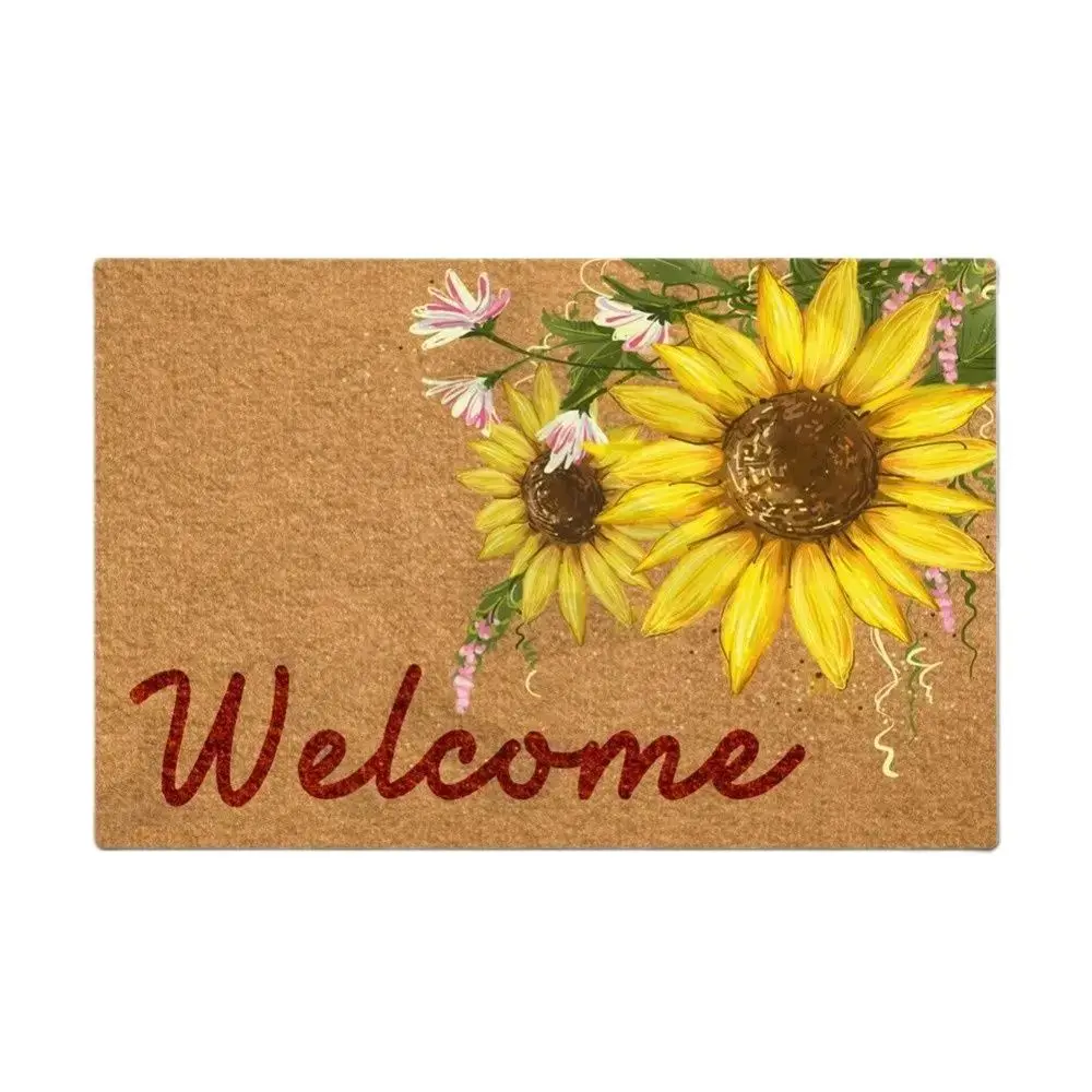 

Welcome Sunflowers Funny Doormat Outdoor Porch Patio Front Floor Door Mat New House Rug Home Decor Carpet Rubber