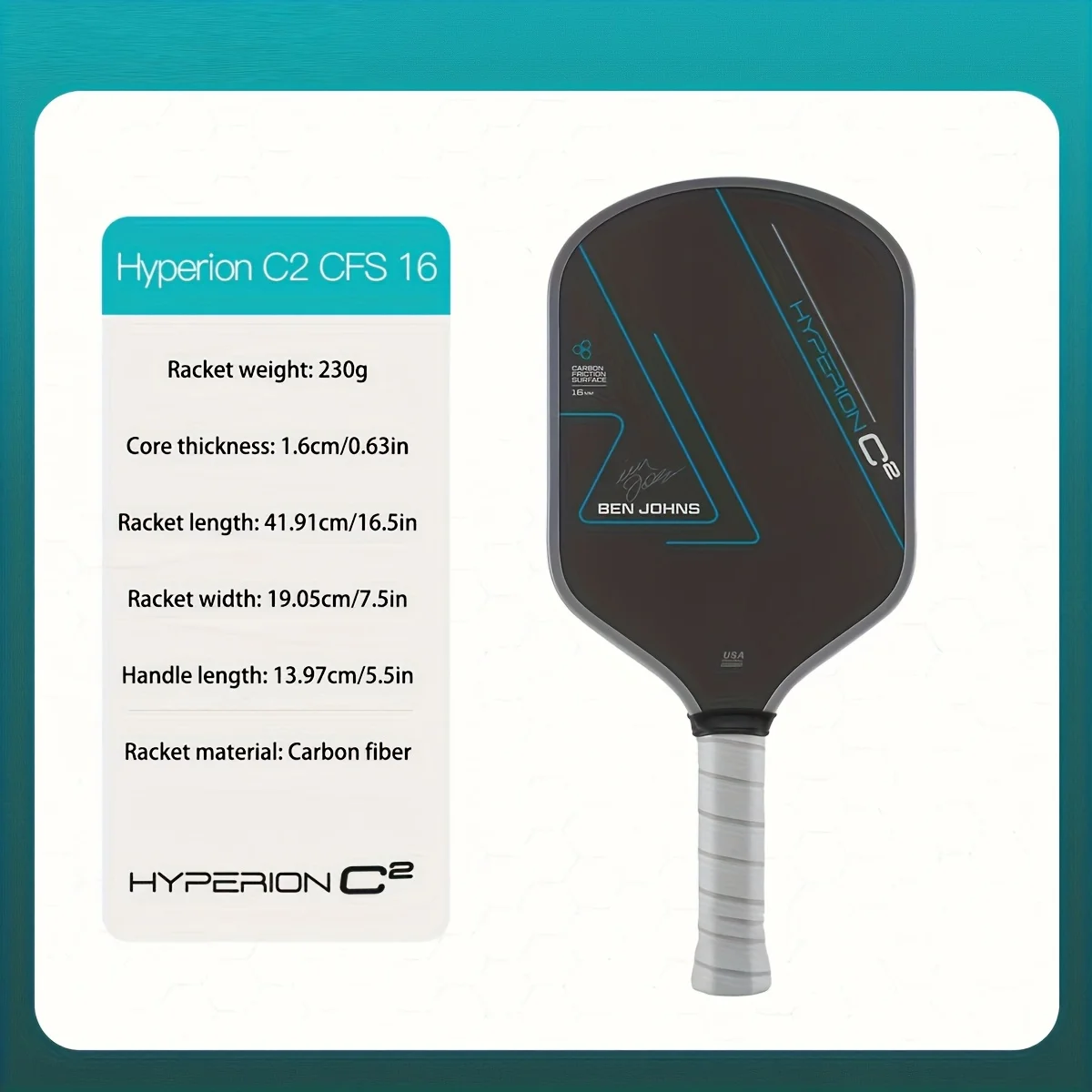 مجداف كرة المخلل C2 T700، سطح قماش من ألياف الكربون، قلب طاقة بوليمر 16 مم، طاقة معززة، تدور وتحكم #2