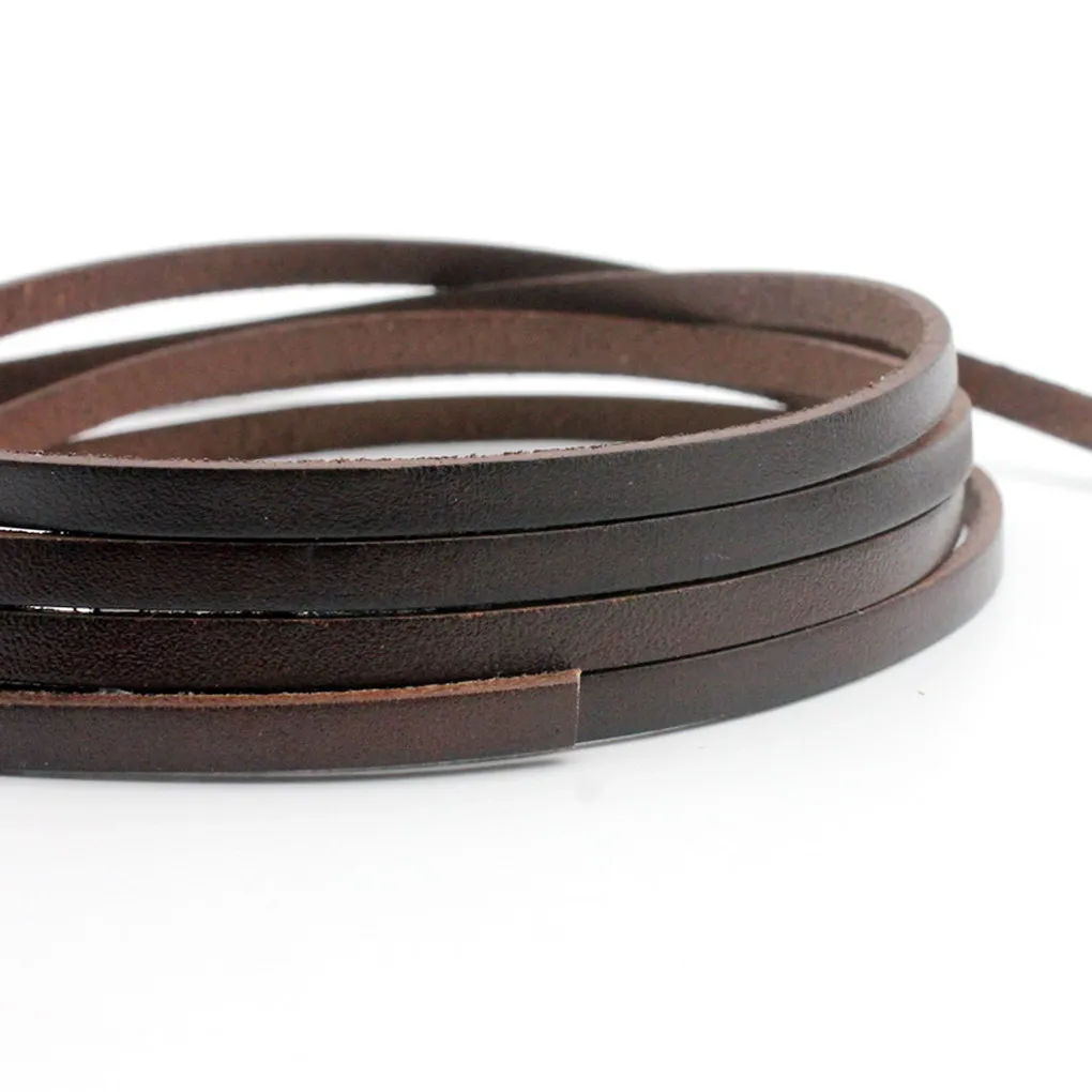 

Jewelry Making Flat Leather Strip 5mmx2mm Real Leather Cord Distressed Dark Brown