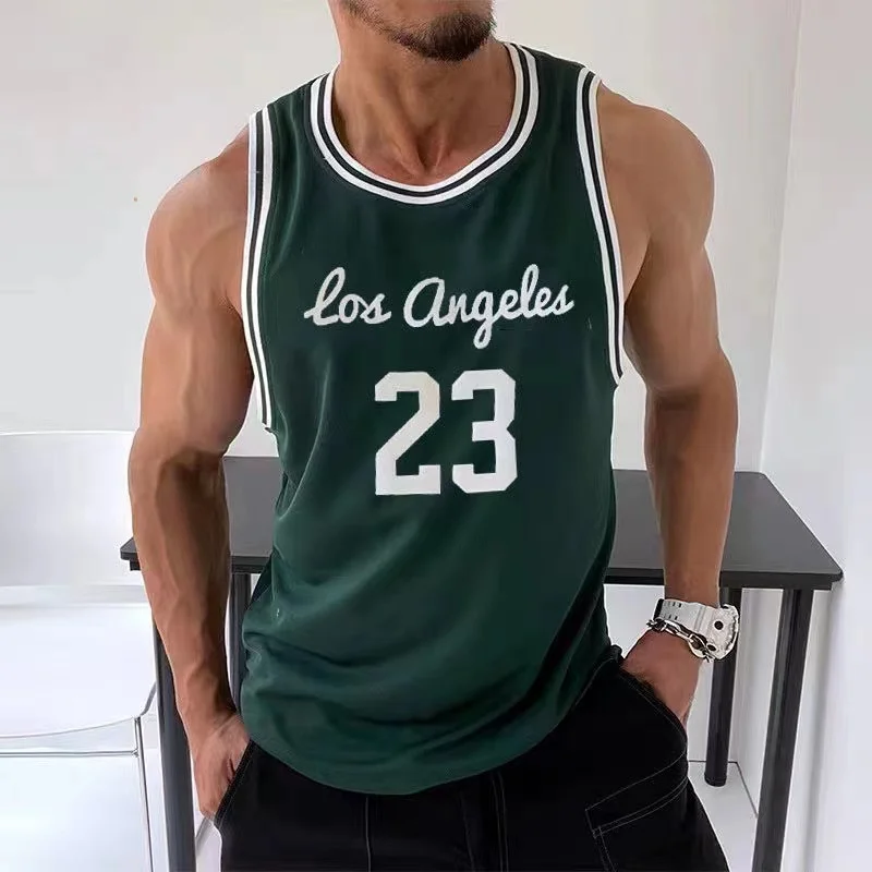 2023 estate gilet sportivo da uomo palestre Fitness canotte in rete Joggers t-shirt senza maniche maschile basket Training Fashion No. 23 Vest