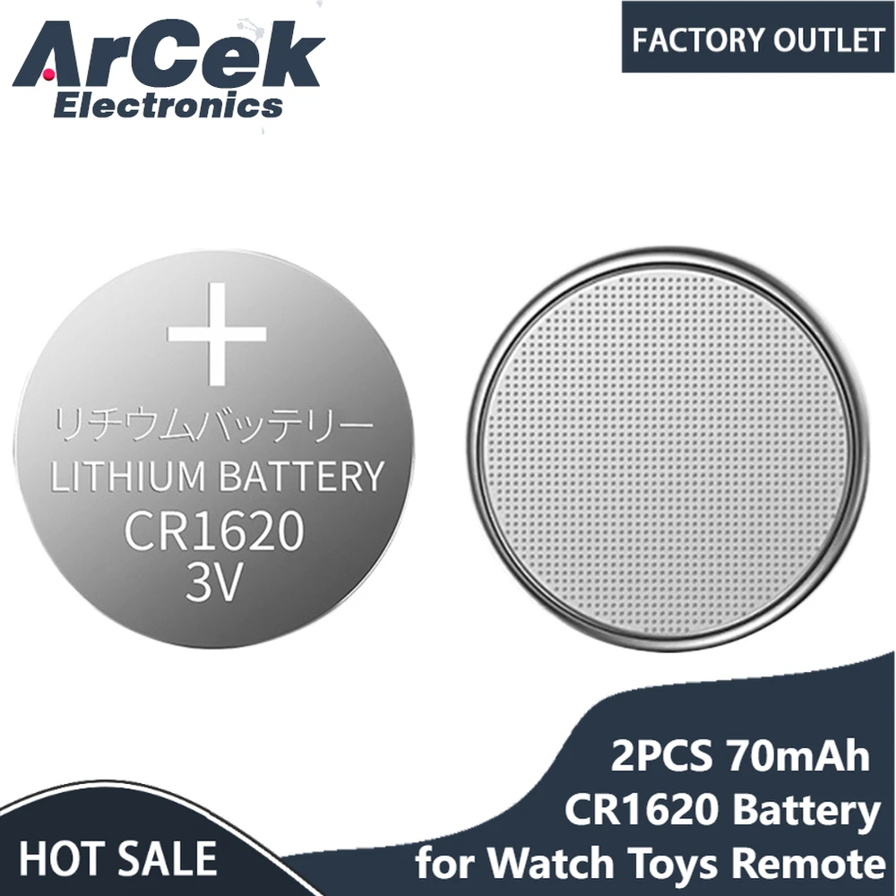 2 uds 70mAh CR1620 batería de botón de litio para relojes de juguete remoto 3V LM1620 BR1620 ECR1620 KCR1620 5009LC 1620 baterías de pila de moneda