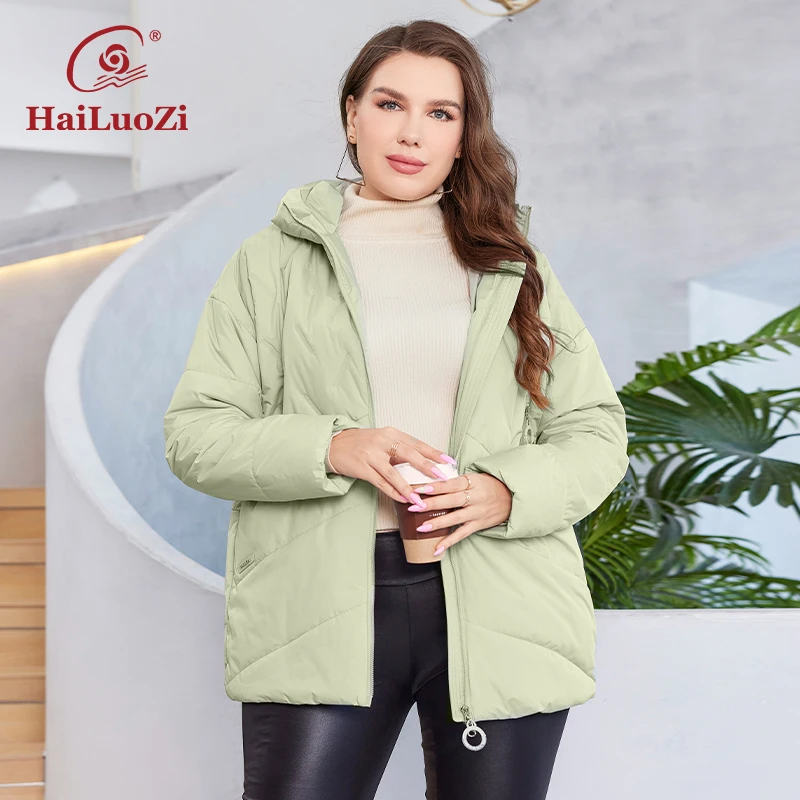 Hailuozi neue Plus Size Damen bekleidung kurze Kapuze Quilten Damen Outwear klassisches Design leichte Damen jacke