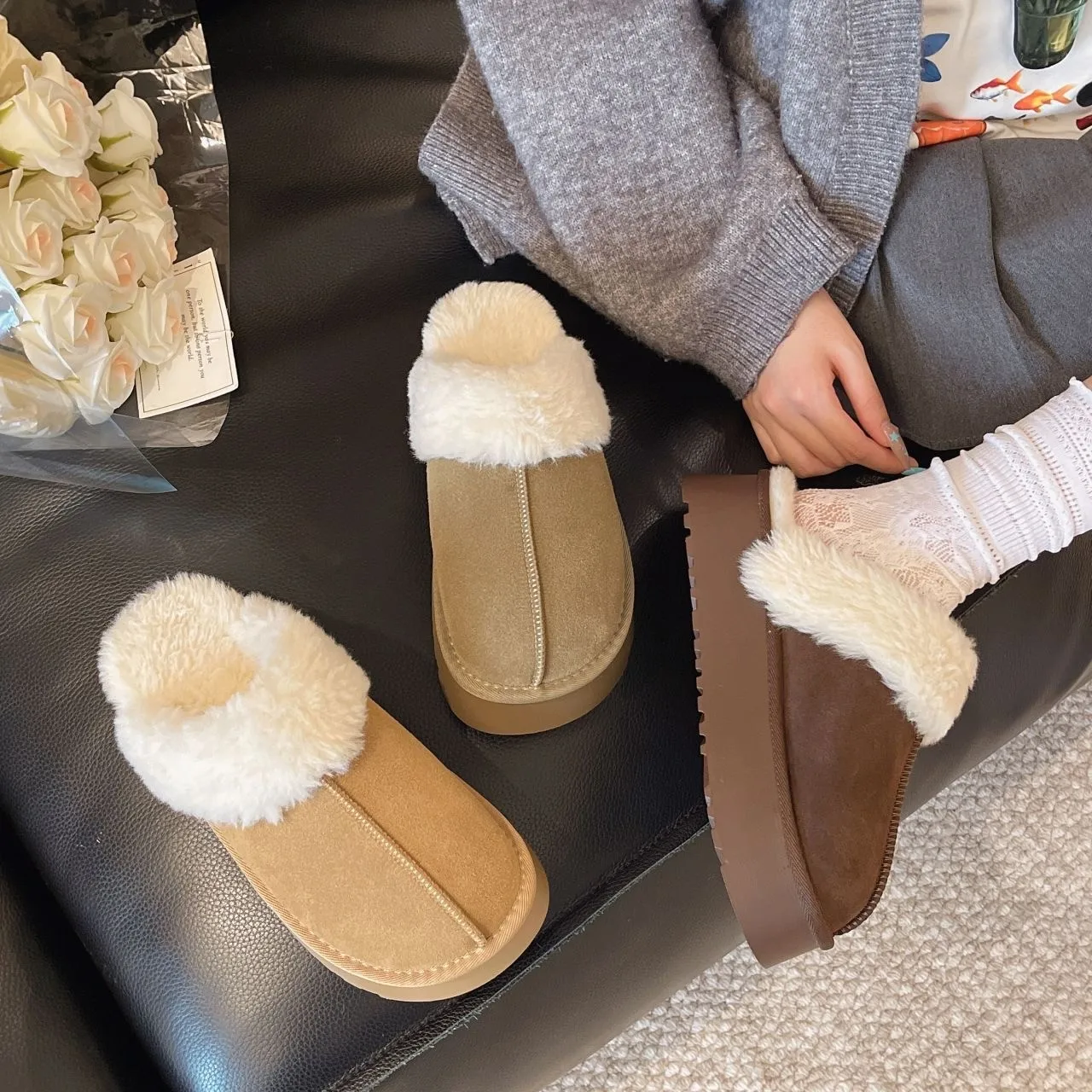 

Thick-Soled Warm Snow Boots Women'S Winter 2025 Thick Warm Fur Integrated Comfortable Plus Size Mao Mao Shoes.