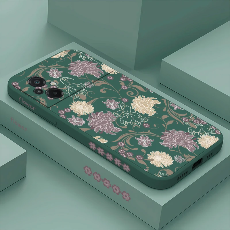 

Матовый мягкий чехол для телефона Xiaomi Poco F7 Ultra F6 Pro F5 F4 M5 M4 M3 Pro X7 X6 X5 X4 GT X3 NFC M7 Vintage Flowers Pattern Cover