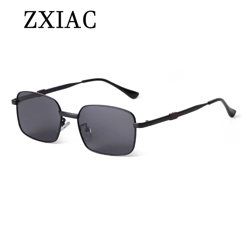 ZXIAC العصرية المعادن مستطيل الإطار النظارات الشمسية النساء Steampunk خمر رمادي عدسة نظارات شمسية للرجال نظارات ظلال Gafas دي سول
