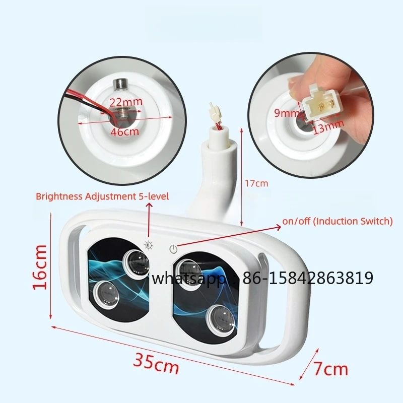 Dentistry Chair Operation Dental Oral Light 4-LED Lamp Induction Switch, 5-Level Brightness, 180 Degree Rotation Adjustment