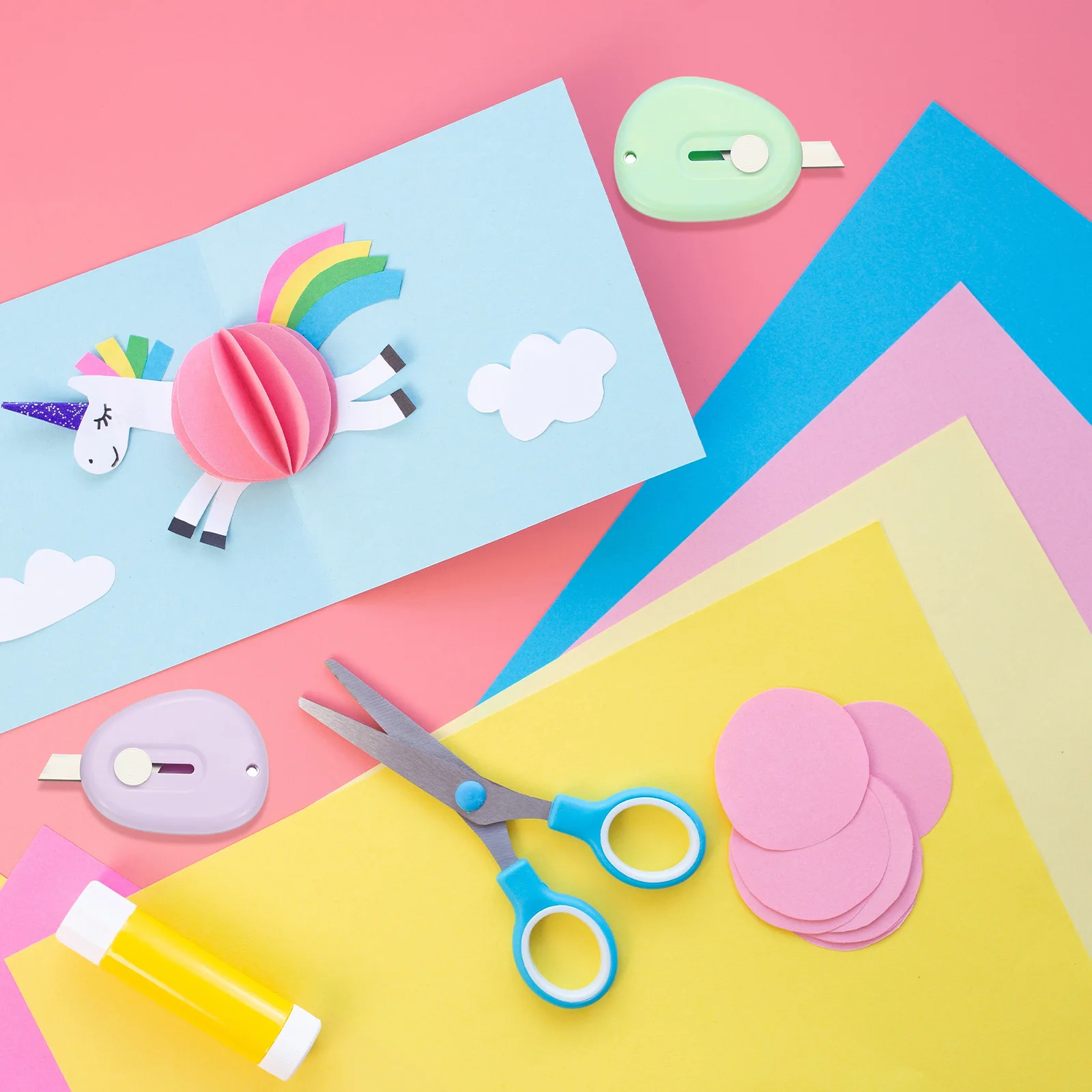 4/8Pcs Mini Box Cutters Retractable Small Utility Knife Portable Cute Letter Envelope Opener with Keychain Hole Office Supplies