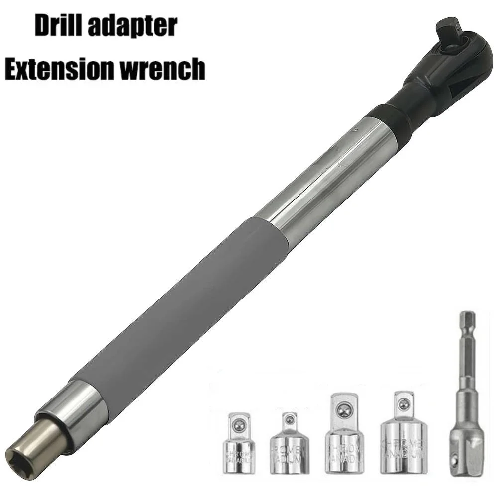 

Cordless Electric Ratchet Wrench Automatic Extension Wrench Impact Repair Tool with 1/2 In Drill Adapter for Mechanical Workshop