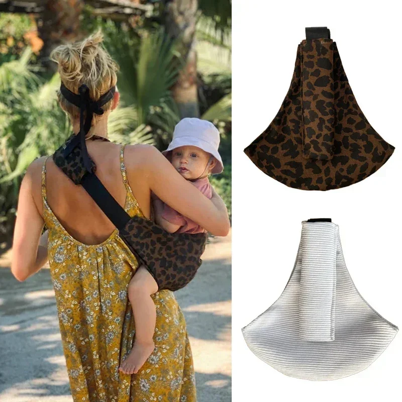 New Baby Going Out Safety Carrier Simple Leopard Pattern Portable Front Hug Type Back Baby Out of The Baby Artifact Waist Stool