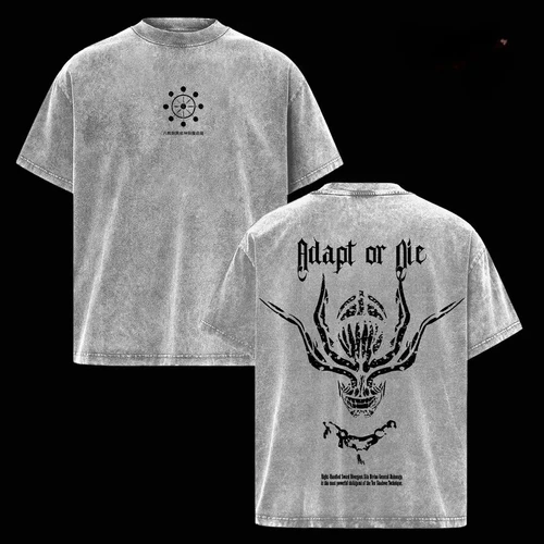 Imagen 2 del producto Camiseta estampada Jujutsu Kaisen Mahoraga para hombre, camisetas Retro lavadas, camiseta de algodón de gran tamaño, ropa de manga corta, camiseta Harajuku