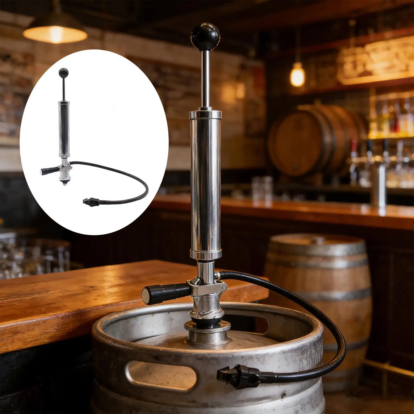 

Party Beer Pump,Portable with Beer Faucet and Hose Beer Dispensing Tool,Picnic Pump for Kitchen,Wedding Events,Camping,Gathering