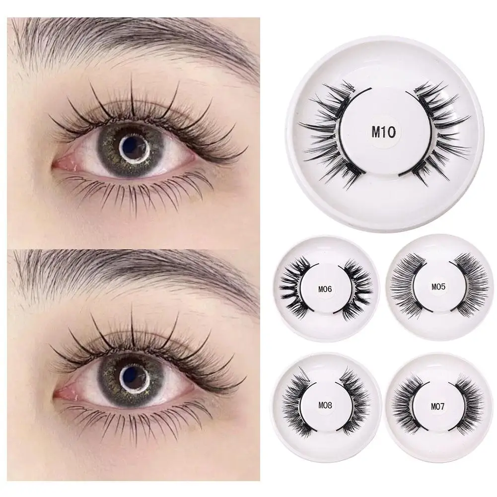 1Pair Reusable Magnetic Lashes No Glue Needed 3D Magnetic Kit Clip up Make Eyelashes Tweezers False with Magnetic Eyelash L T4N5