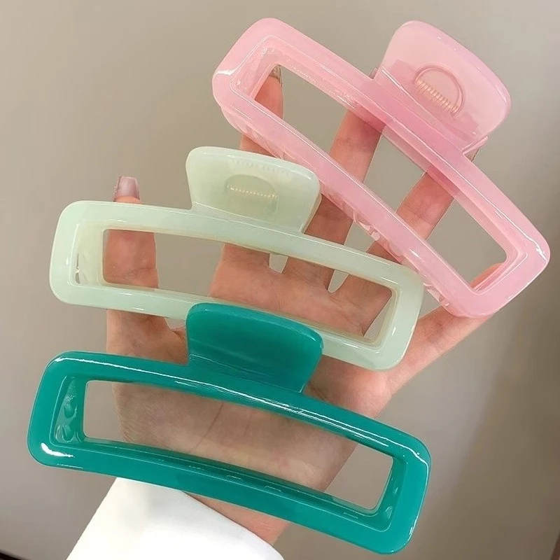 

Желейно-зеленые квадратные большие заколки для волос для женщин и девочек Большие прочные заколки для волос для густых тонких волос Зажим для челюстей Нескользящий теплый цвет