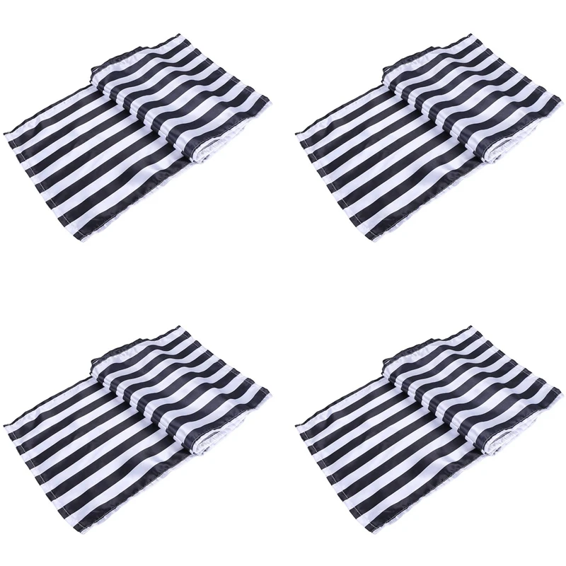 

Striped Table Runner Polyester Table Decor Tablecloth For Indoor Outdoor Events Family Dinner(Black And White,4 Pieces)