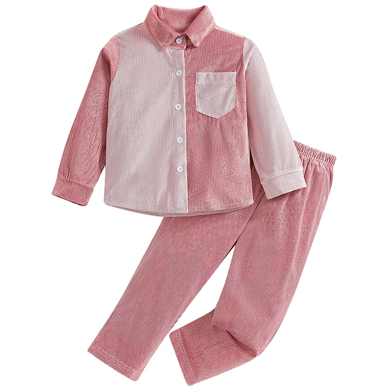 

2Piece Spring Girls Outfit Sets Korean Fashion Corduroy Long Sleeve Tops+Pants Baby Clothes Children Boutique Clothing BC785