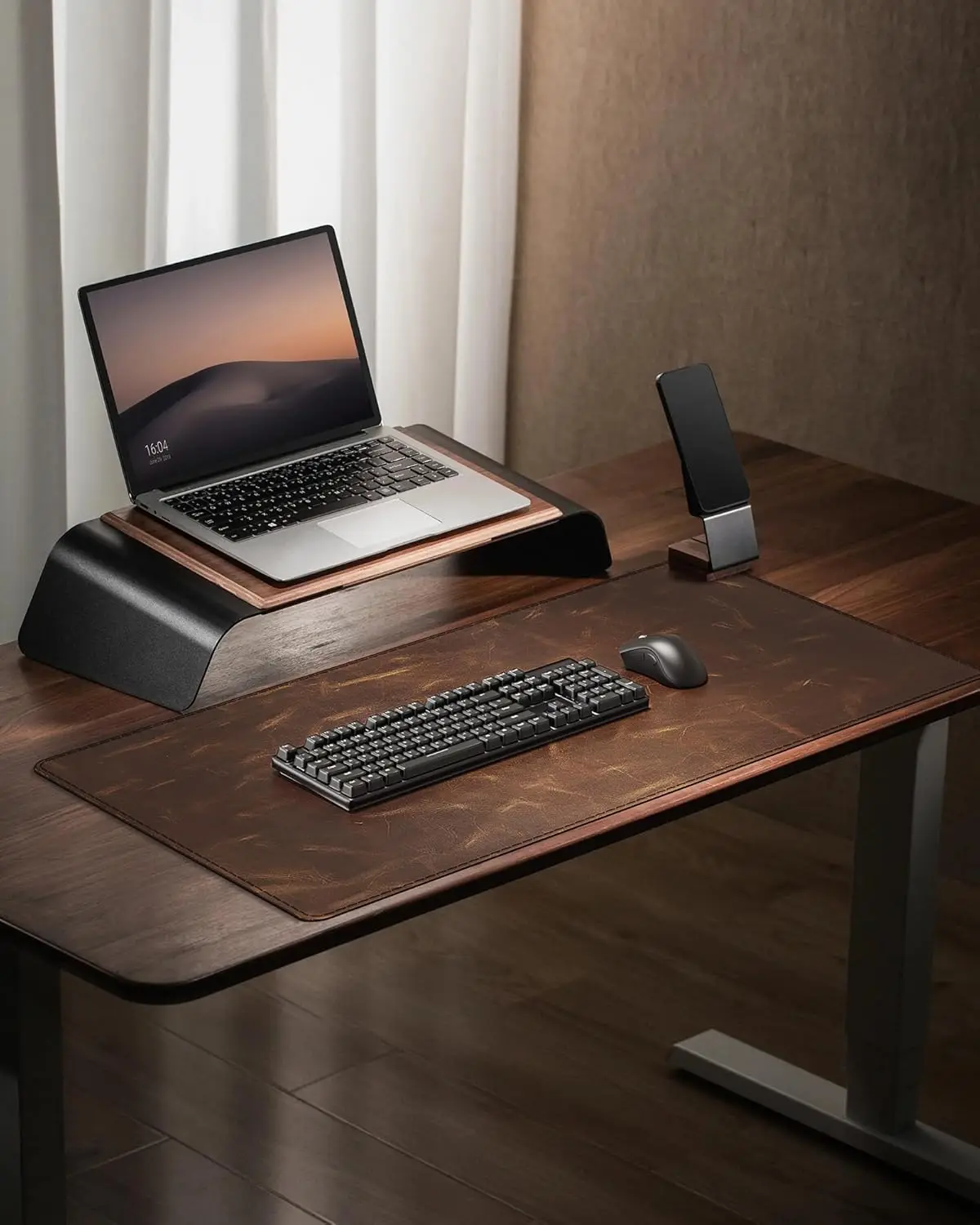 Crazy Horse Leather Desk Mat, XXL Desk Pad, Retro Larger Mouse pad and Self-Healing Laptop Pad for Home & Office