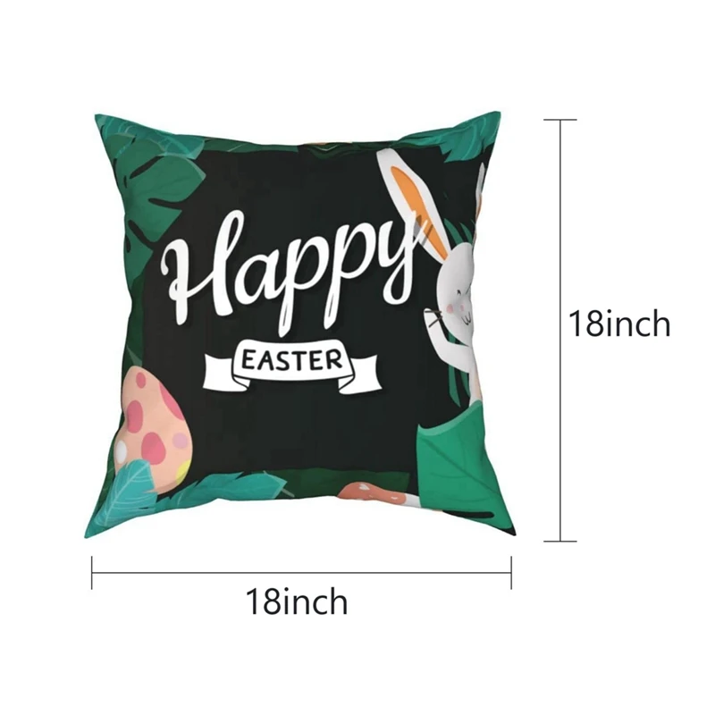 X18A-イースター スローピローカバー 4枚セット 18X18インチ バニー装飾正方形スローピローカバー クッションカバー 枕カバー