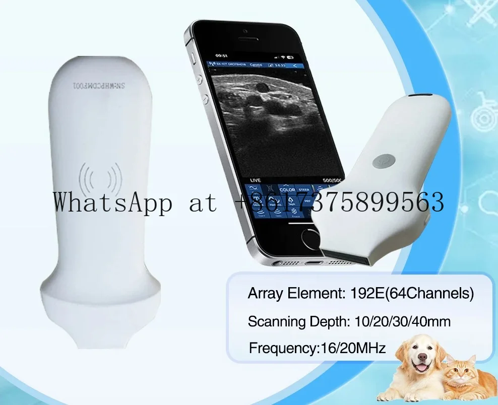192 Elements High Frequency Wireless Color Linear Ult rasound Probe Be auty Facial Aesthetics 16Mhz 20Mhz Pet