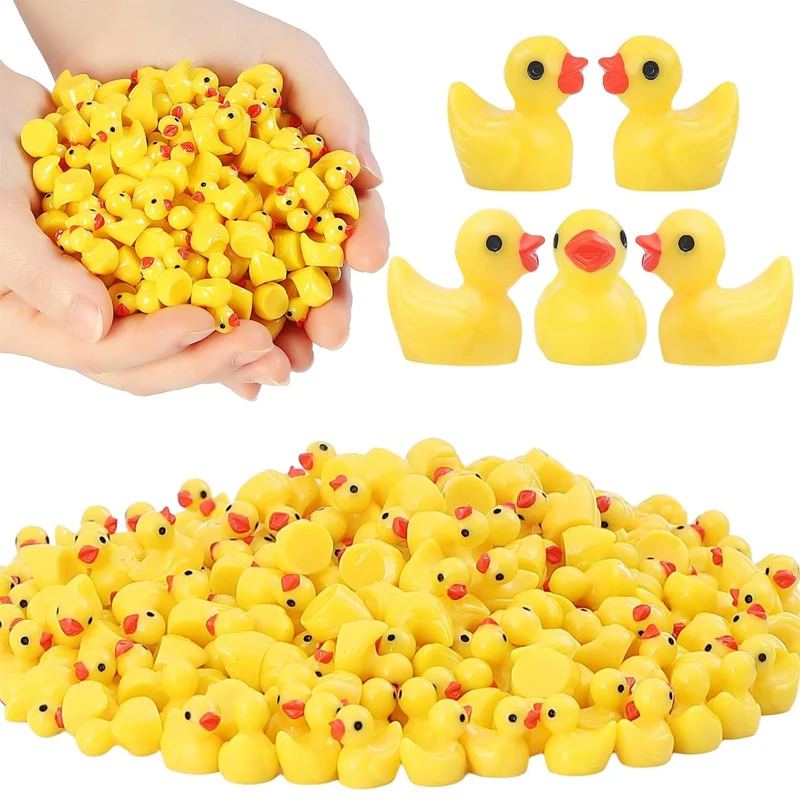 50Pc Mini Resin Yellow Duck Miniature Figures Micro Fairy Garden Landscape Doll House Dollhouse Potted Plants Cake Decor