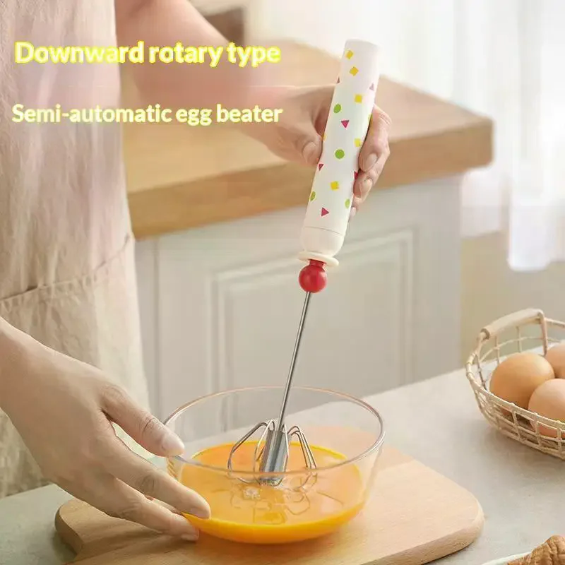 Household Semi-automatic Egg Beater Stainless Steel Cream Manual Beating Egg Mixer Food Grade Baking Tool