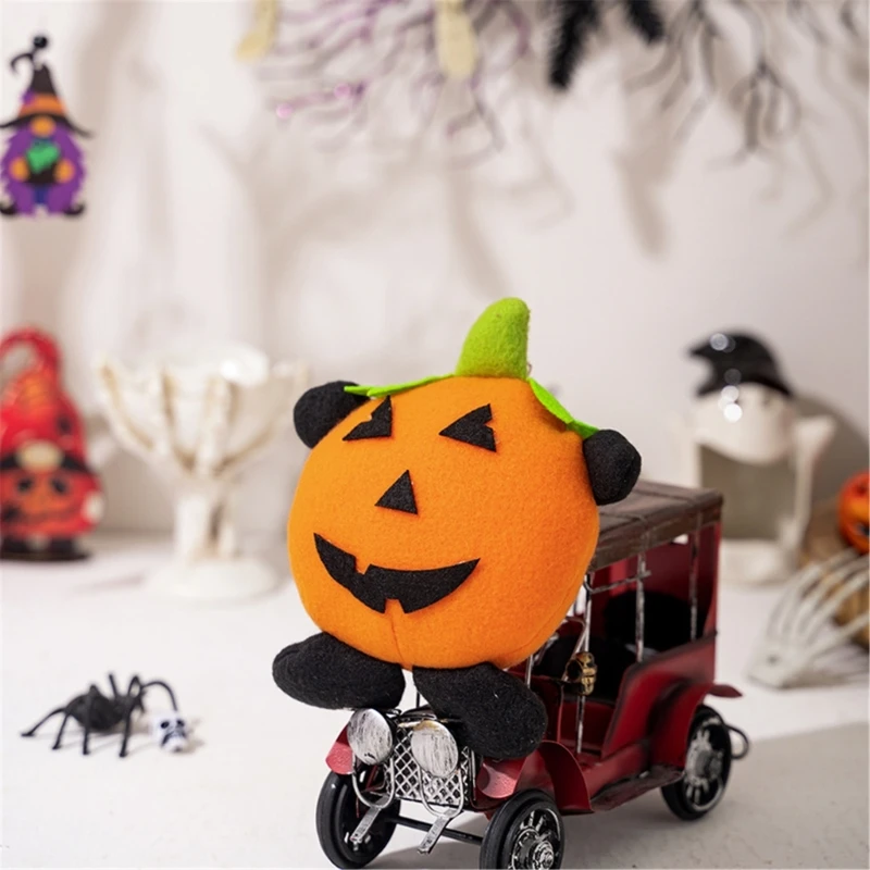 5Pieces Halloween Pumpkin Head Plush Toy Stuffed Cartoon Pumpkin Figurine Hanging Ornaments for Festival Home Decors