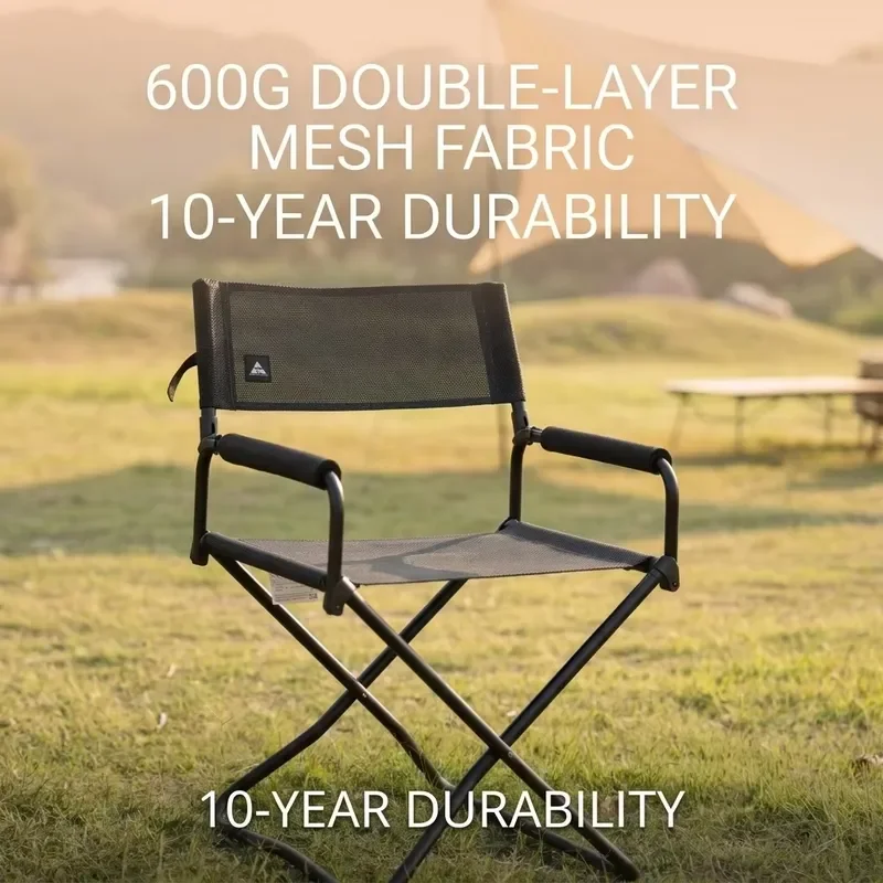 Portable Folding Director Chair with Ultralight Aluminum Alloy Frame for Outdoor Camping Beach Fishing & Travel
