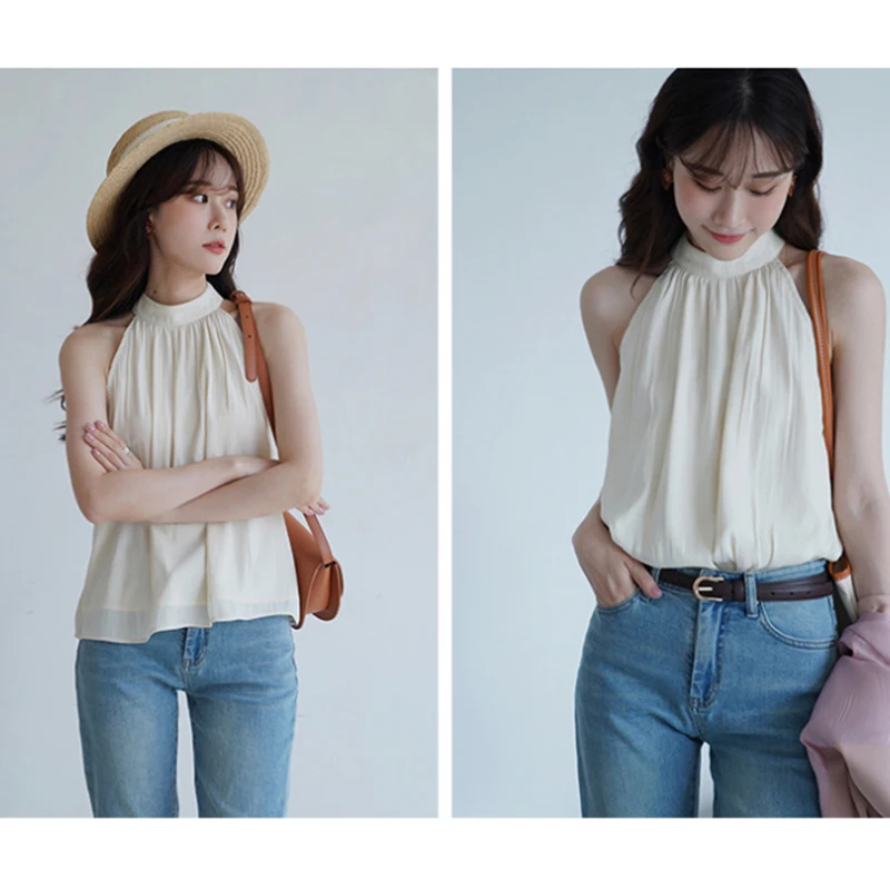 Women Summer Simplicity Sexy Solid Color Off Shoulder Sleeveless Tank Top Women Clothes Fashion All-match Temperament Top Tee