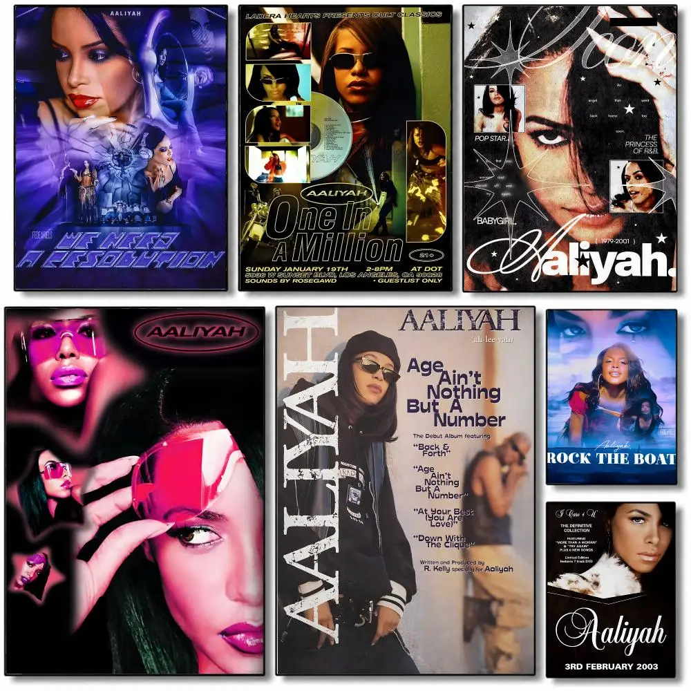 Classic R&B Singer A-Aaliyah Poster Fancy Poster American Film Mural Home Childrens Room Wall Decor Print