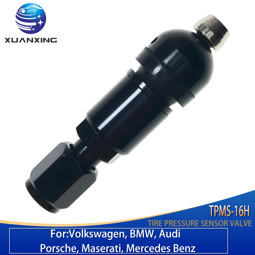 TPMS-16H TPMS Valves Tire Pressure Monitoring Sensor Valve Stem Caps Black Alloy for Volkswagen Audi Porsche BMW Benz Maserati