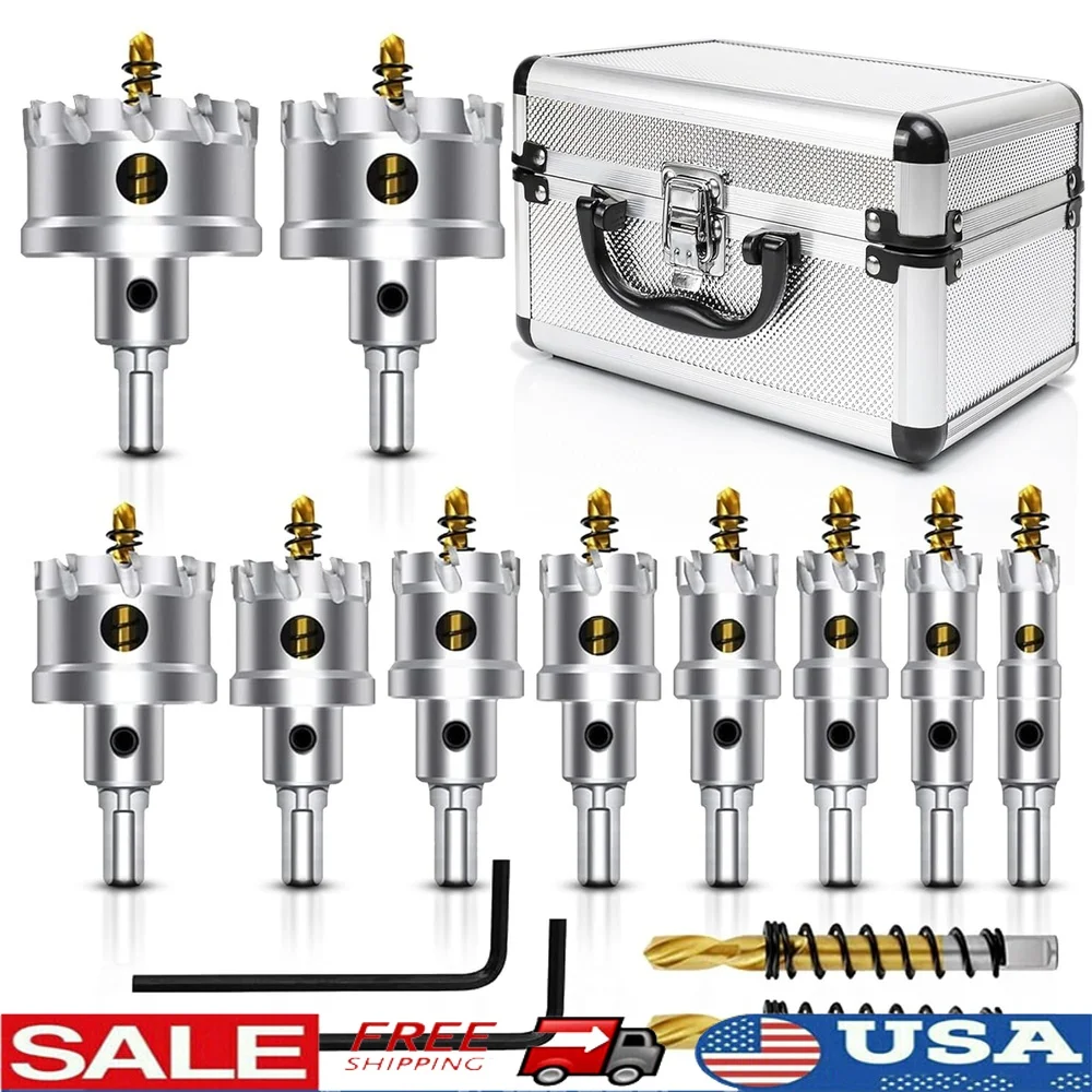 

12PCS Tungsten Carbide Tipped Hole Cutter Set with Titanium Drill Bits Hard Metal Cutting Tools
