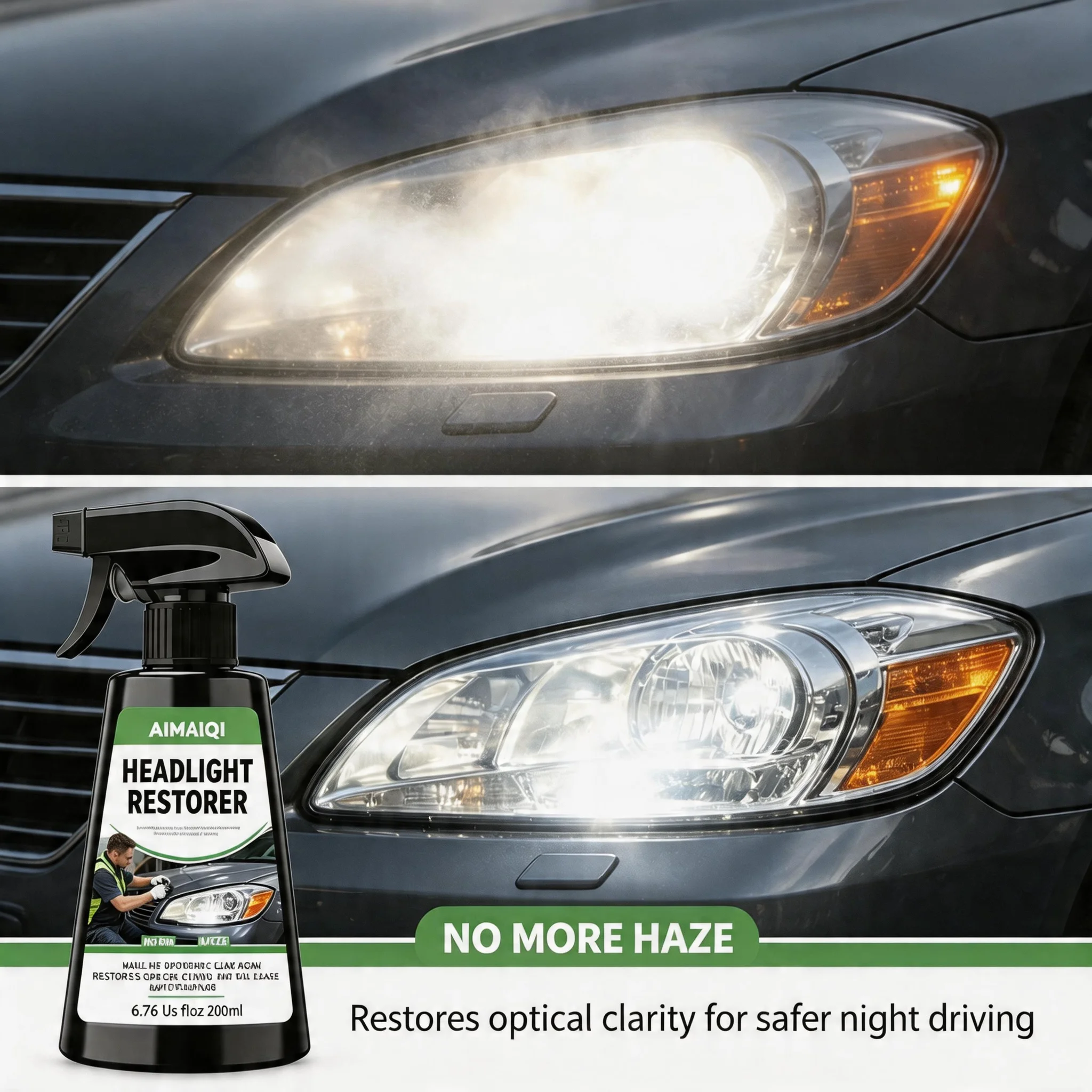 Universal Auto Headlight Repair Spray, Remove Cloudiness Yellow Oxidation From Car Lampshade, Long Lasting High Gloss Lens Resto