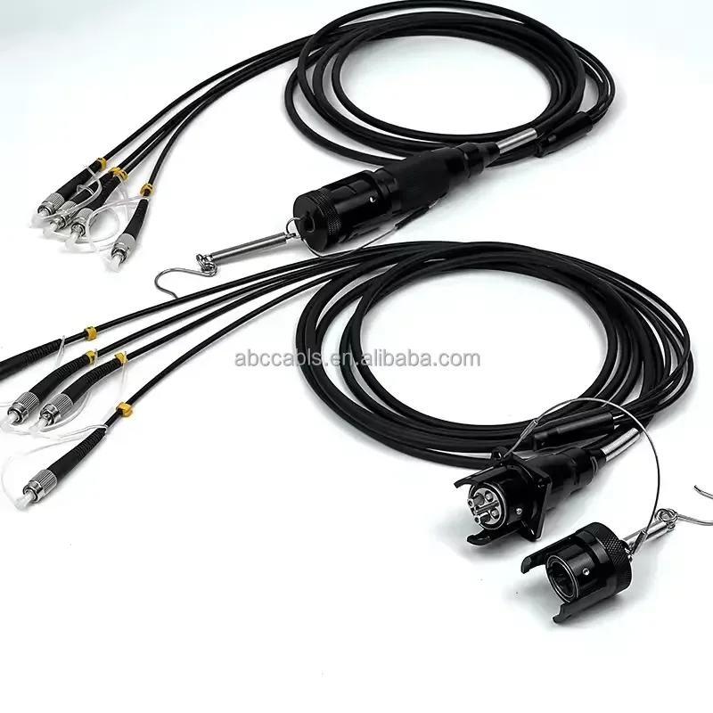 for ABCCABLS 4 Channel LC Fiber Aviation Male Connector Single Mode 4 Core Jumper Heavy Duty Stage Cable Reinforced Jacket