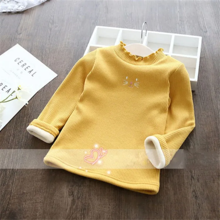 Fashion Girls Sweaters 2023 New Winter Children Clothes Cartoon Kids Tops Warm Velvet Thick Kids Sweater Girls Outwear Sweater