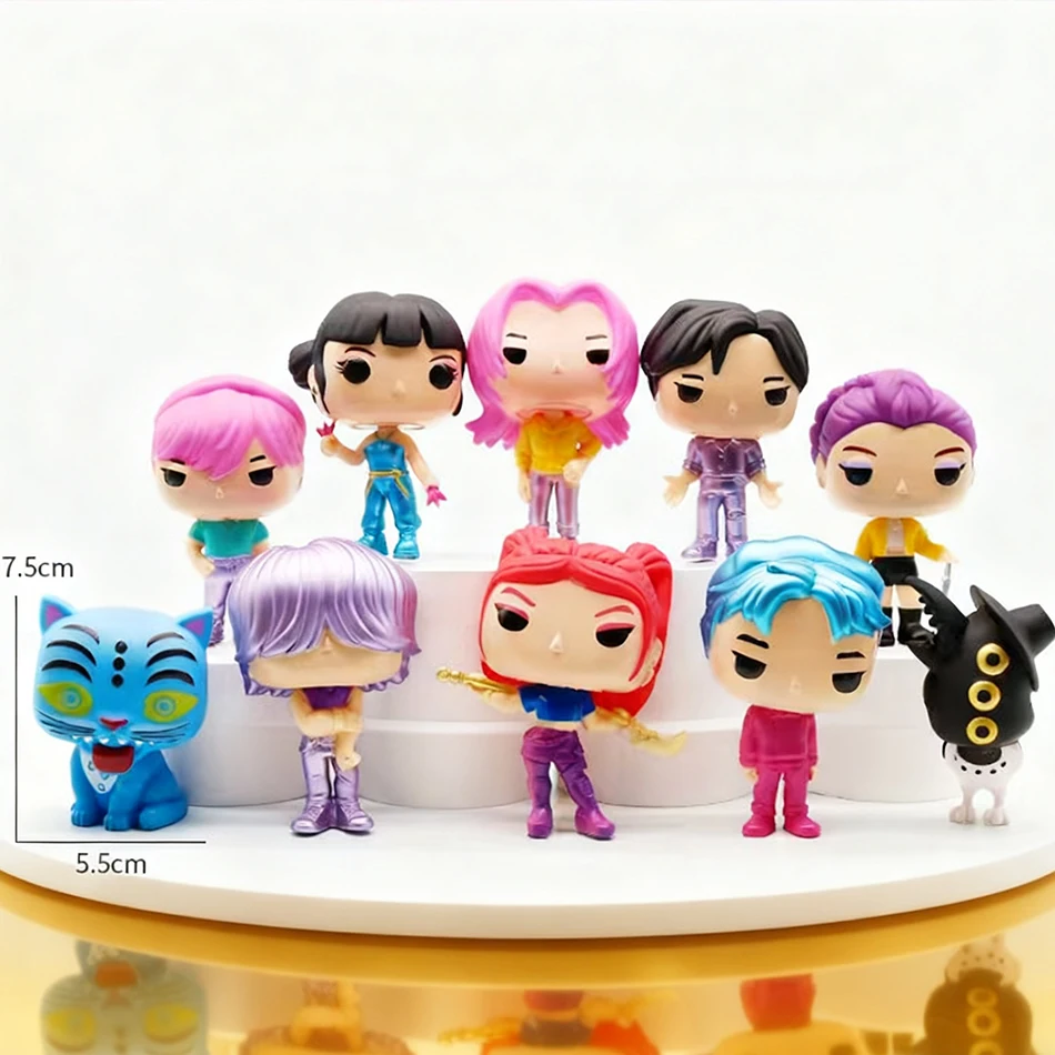 10 pçs kpop demônio caçadores figura pvc modelo anime estatueta coleção estátua decoração de mesa bonecas crianças brinquedos presentes do dia das bruxas