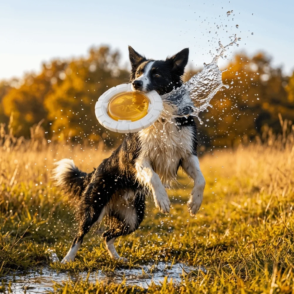 Bite Resilient Dog Flying Disc Disc Transformable Flexible Texture Dog Squeaky Ball Squeaky Built-in Elastic Body Dog Chew Toy