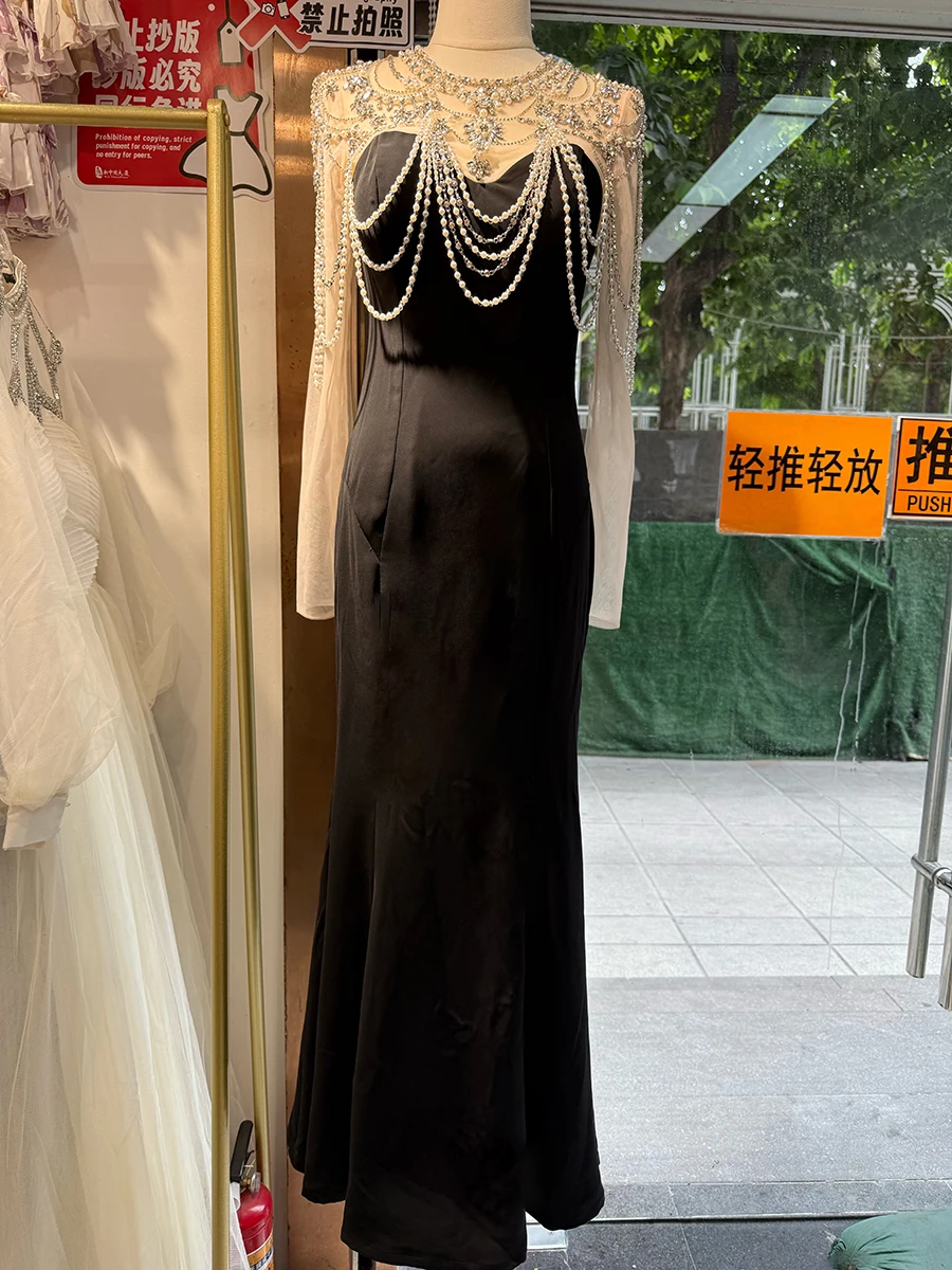 فساتين التخسيس الماسية الصلبة من VGH للنساء برقبة دائرية وأكمام طويلة وخصر عالٍ فستان بمزاجية للسيدات على الموضة