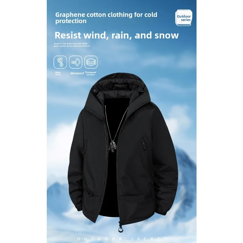 Outdoor Warm Casual Running Jacket Windbreaker Graphene Cotton Coat Multi-pocket Fashionable and Trendy Workwear Coat Teenagers