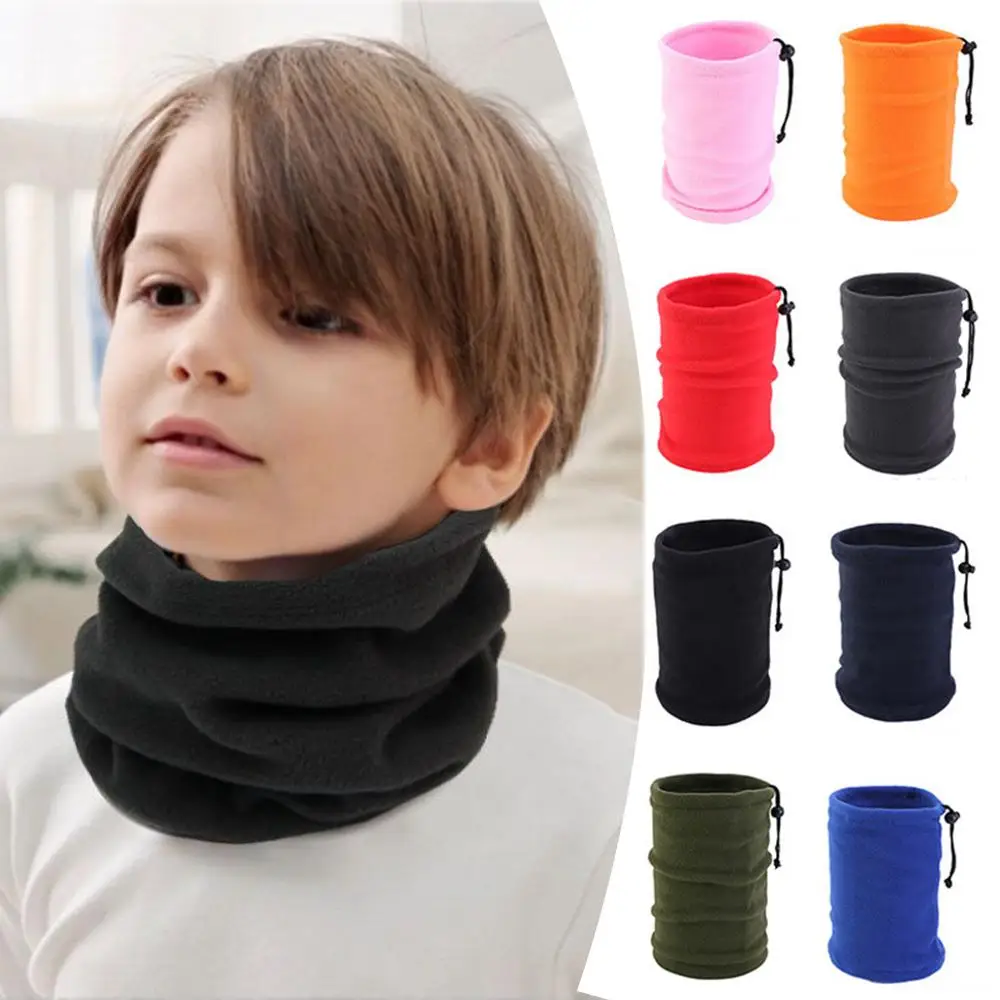 Enfants doux polaire chaud coupe-vent cou Tube écharpe pour enfants masque demi-visage couverture garçons filles cou plus chaud réglable cou col