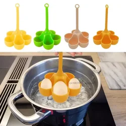 Egg Boiler Holder Heat-resistant Silicone Egg Steamer Tray With 5 Grids Eggs Poaching Boiling Cooker Rack Kitchen Egg Tools